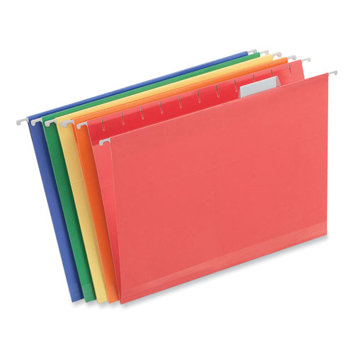 Picture of Deluxe Reinforced Recycled Hanging File Folders, Letter Size, 1/5-Cut Tabs, Assorted, 25/Box