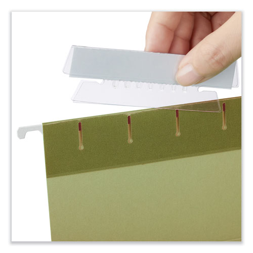 Picture of Hanging File Folder Plastic Index Tabs, 1/3-Cut, Clear, 3.7" Wide, 50/Pack