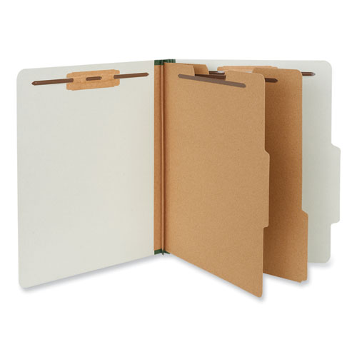 Picture of Six-Section Pressboard Classification Folders, 2" Expansion, 2 Dividers, 6 Fasteners, Letter Size, Gray Exterior, 10/Box