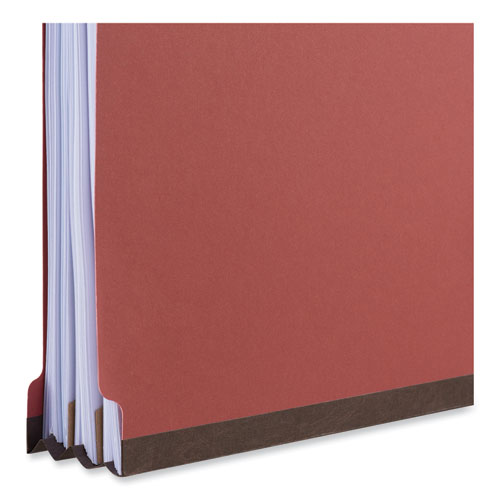 Picture of Bright Colored Pressboard Classification Folders, 2" Expansion, 2 Dividers, 6 Fasteners, Letter Size, Ruby Red, 10/Box