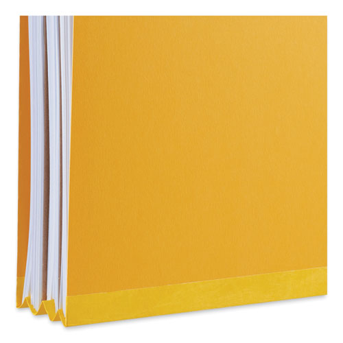 Picture of Bright Colored Pressboard Classification Folders, 2" Expansion, 2 Dividers, 6 Fasteners, Legal Size, Yellow Exterior, 10/Box