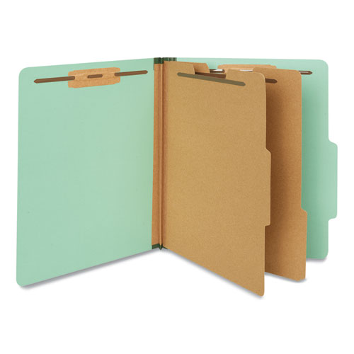 Picture of Six-Section Classification Folders, Heavy-Duty Pressboard Cover, 2 Dividers, 6 Fasteners, Letter Size, Light Green, 20/Box