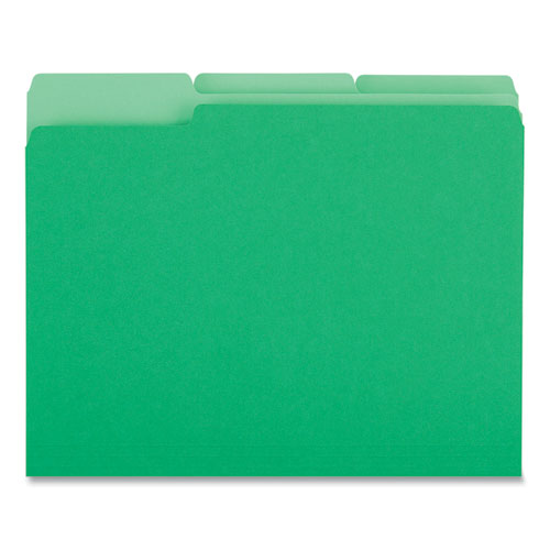 Picture of Deluxe Colored Top Tab File Folders, 1/3-Cut Tabs: Assorted, Letter Size, Green/Light Green, 100/Box