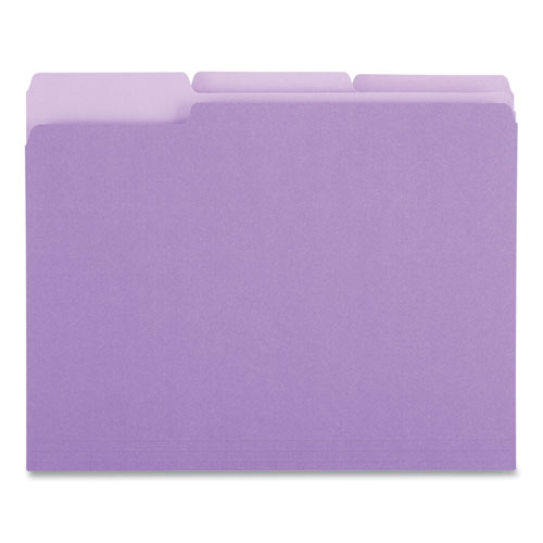 Picture of Deluxe Colored Top Tab File Folders, 1/3-Cut Tabs: Assorted, Letter Size, Violet/Light Violet, 100/Box