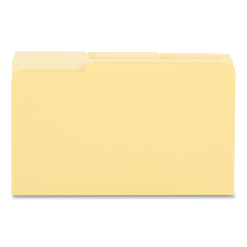 Picture of Deluxe Colored Top Tab File Folders, 1/3-Cut Tabs: Assorted, Legal Size, Yellow/Light Yellow, 100/Box