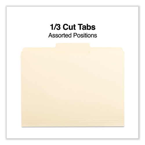 Picture of Top Tab File Folders, 1/3-Cut Tabs: Center Position, Letter Size, 0.75" Expansion, Manila, 100/Box