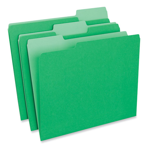 Picture of Interior File Folders, 1/3-Cut Tabs: Assorted, Letter Size, 11-pt Stock, Green, 100/Box
