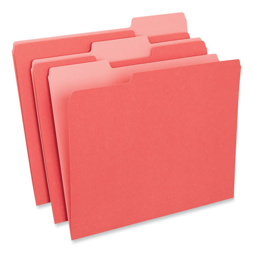 Picture of Interior File Folders, 1/3-Cut Tabs: Assorted, Letter Size, 11-pt Stock, Red, 100/Box