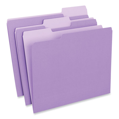 Picture of Interior File Folders, 1/3-Cut Tabs: Assorted, Letter Size, 11-pt Stock, Violet, 100/Box