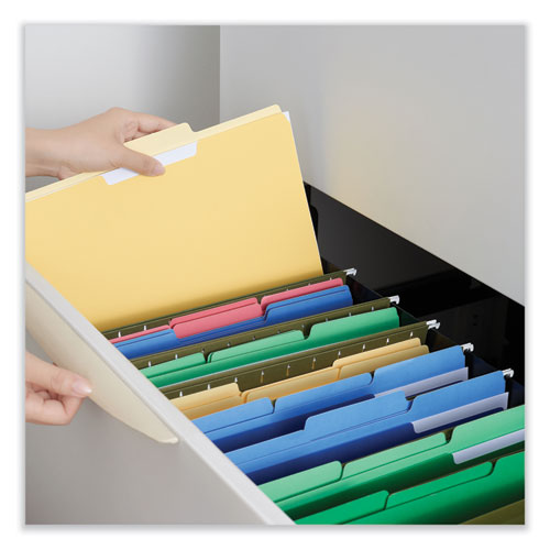 Picture of Interior File Folders, 1/3-Cut Tabs: Assorted, Letter Size, 11-pt Stock, Assorted Colors, 100/Box