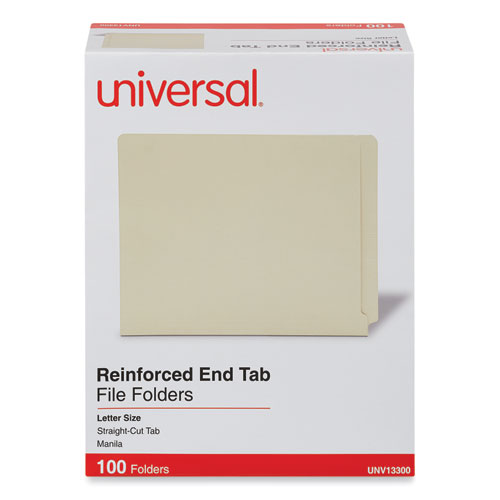 Picture of Deluxe Reinforced End Tab Folders, 9" High Front, Straight Tabs, Letter Size, 0.75" Expansion, Manila, 100/Box