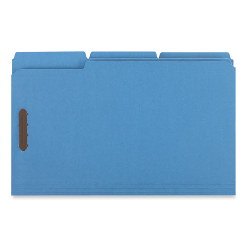 Picture of Deluxe Reinforced Top Tab Fastener Folders, 0.75" Expansion, 2 Fasteners, Legal Size, Blue Exterior, 50/Box