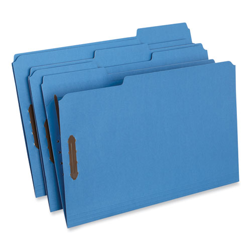 Picture of Deluxe Reinforced Top Tab Fastener Folders, 0.75" Expansion, 2 Fasteners, Legal Size, Blue Exterior, 50/Box