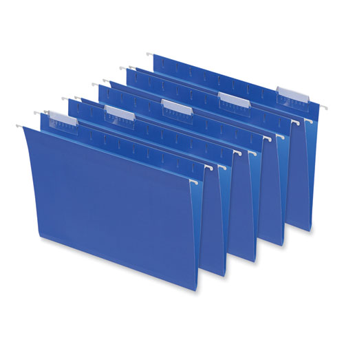Picture of Deluxe Bright Color Hanging File Folders, Letter Size, 1/5-Cut Tabs, Blue, 25/Box