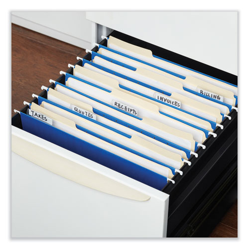 Picture of Deluxe Bright Color Hanging File Folders, Letter Size, 1/5-Cut Tabs, Blue, 25/Box