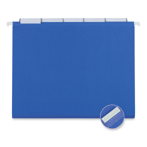 Picture of Deluxe Bright Color Hanging File Folders, Letter Size, 1/5-Cut Tabs, Blue, 25/Box