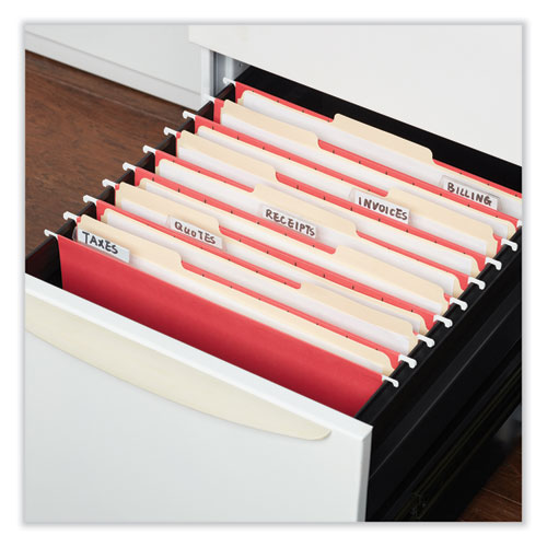 Picture of Deluxe Bright Color Hanging File Folders, Letter Size, 1/5-Cut Tabs, Red, 25/Box