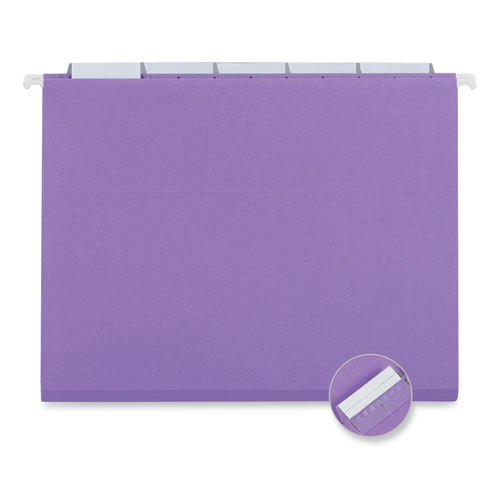 Picture of Deluxe Bright Color Hanging File Folders, Letter Size, 1/5-Cut Tabs, Violet, 25/Box