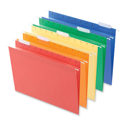 Picture of Deluxe Bright Color Hanging File Folders, Letter Size, 1/5-Cut Tabs, Assorted Colors, 25/Box