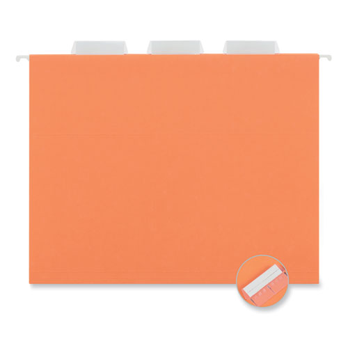 Picture of Deluxe Bright Color Hanging File Folders, Letter Size, 1/5-Cut Tabs, Orange, 25/Box
