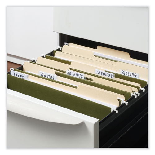 Picture of Box Bottom Hanging File Folders, 3" Capacity, Letter Size, 1/5-Cut Tabs, Standard Green, 25/Box