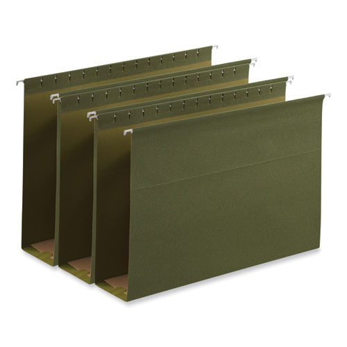 Picture of Box Bottom Hanging File Folders, 3" Capacity, Legal Size, 1/5-Cut Tabs, Standard Green, 25/Box