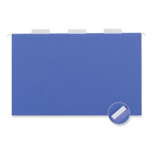 Picture of Deluxe Bright Color Hanging File Folders, Legal Size, 1/5-Cut Tabs, Blue, 25/Box