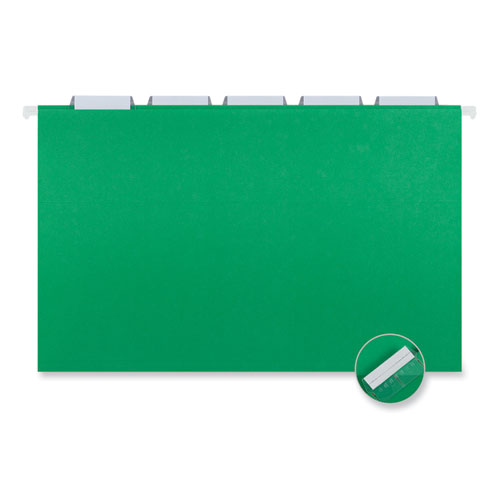 Picture of Deluxe Bright Color Hanging File Folders, Legal Size, 1/5-Cut Tabs, Bright Green, 25/Box