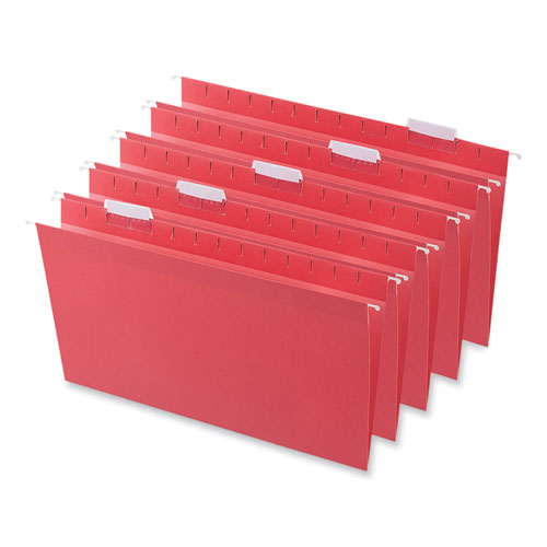 Picture of Deluxe Bright Color Hanging File Folders, Legal Size, 1/5-Cut Tabs, Red, 25/Box