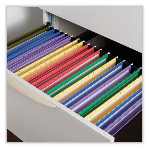 Picture of Deluxe Bright Color Hanging File Folders, Legal Size, 1/5-Cut Tabs, Red, 25/Box