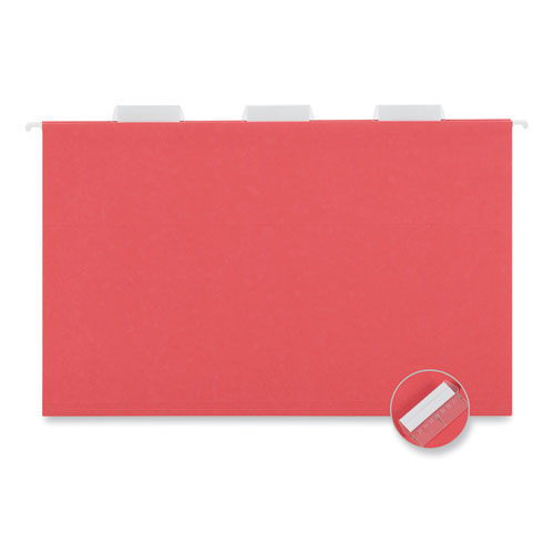 Picture of Deluxe Bright Color Hanging File Folders, Legal Size, 1/5-Cut Tabs, Red, 25/Box