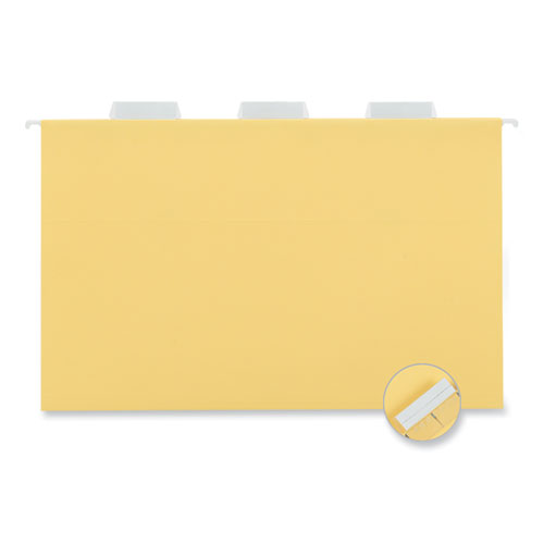 Picture of Deluxe Bright Color Hanging File Folders, Legal Size, 1/5-Cut Tabs, Yellow, 25/Box