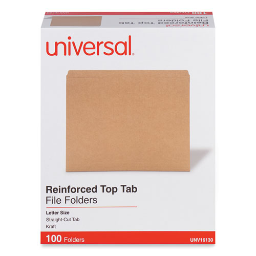 Picture of Reinforced Kraft Top Tab File Folders, Straight Tabs, Letter Size, 0.75" Expansion, Brown, 100/Box