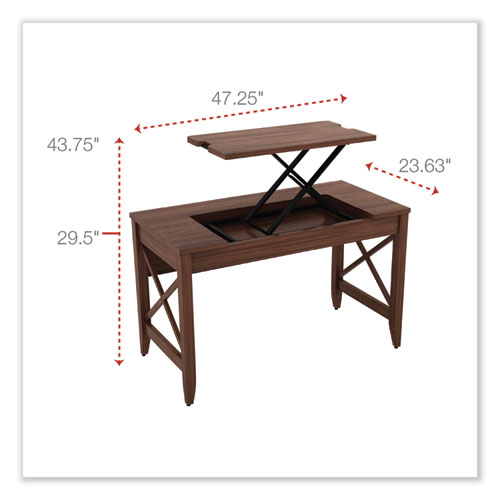 Picture of Sit-to-Stand Table Desk, 47.25" x 23.63" x 29.5" to 43.75", Modern Walnut