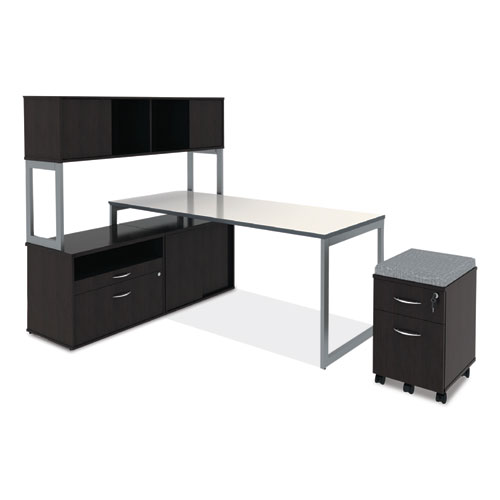 Picture of Alera Open Office Desk Series Low File Cabinet Credenza, 2-Drawer: Pencil/File,Legal/Letter,1 Shelf,Espresso,29.5x19.13x22.88