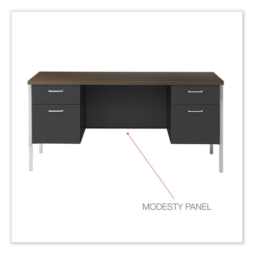 Picture of Double Pedestal Steel Credenza, 60w x 24d x 29.5h, Mocha/Black