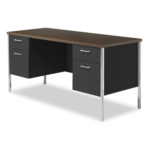 Picture of Double Pedestal Steel Credenza, 60w x 24d x 29.5h, Mocha/Black