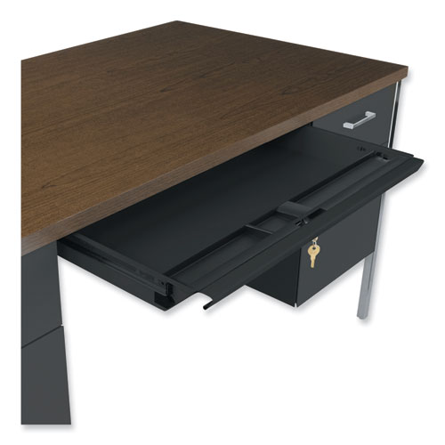Picture of Double Pedestal Steel Desk, 60" x 30" x 29.5", Mocha/Black, Chrome-Plated Legs