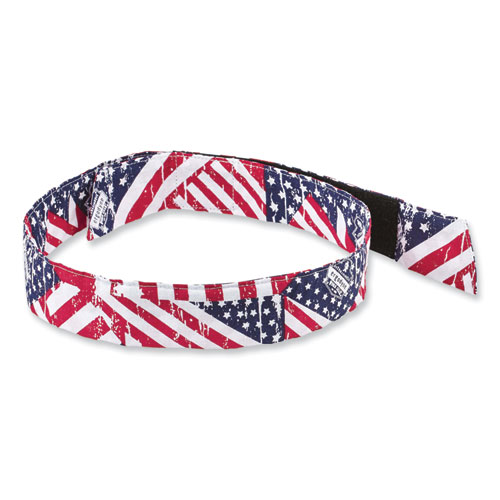 Picture of Chill-Its 6705 Cooling Embedded Polymers Hook and Loop Bandana Headband, One Size Fits Most, Stars and Stripes
