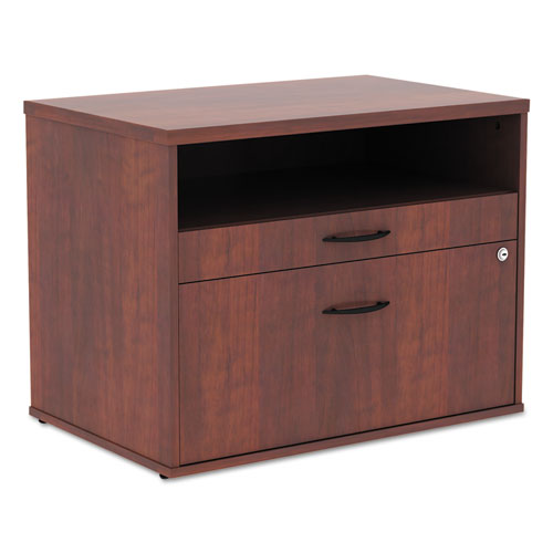 Picture of Alera Open Office Desk Series Low File Cabinet Credenza, 2-Drawer: Pencil/File, Legal/Letter, 1 Shelf,Cherry,29.5x19.13x22.88