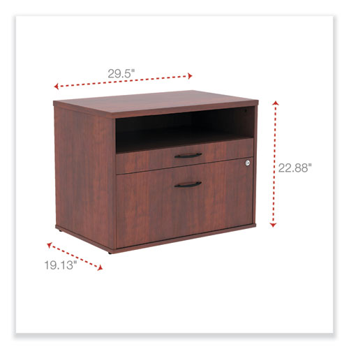 Picture of Alera Open Office Desk Series Low File Cabinet Credenza, 2-Drawer: Pencil/File, Legal/Letter, 1 Shelf,Cherry,29.5x19.13x22.88