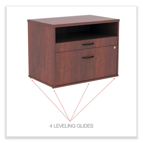 Picture of Alera Open Office Desk Series Low File Cabinet Credenza, 2-Drawer: Pencil/File, Legal/Letter, 1 Shelf,Cherry,29.5x19.13x22.88