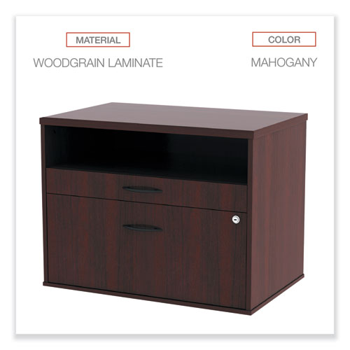 Picture of Alera Open Office Desk Series Low File Cabinet Credenza, 2-Drawer: Pencil/File,Legal/Letter,1 Shelf,Mahogany,29.5x19.13x22.88