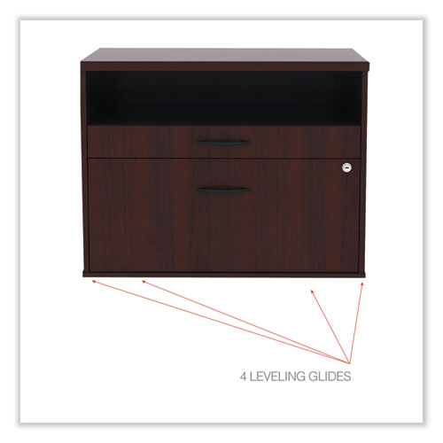 Picture of Alera Open Office Desk Series Low File Cabinet Credenza, 2-Drawer: Pencil/File,Legal/Letter,1 Shelf,Mahogany,29.5x19.13x22.88