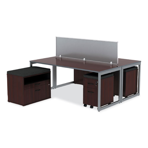 Picture of Alera Open Office Desk Series Low File Cabinet Credenza, 2-Drawer: Pencil/File,Legal/Letter,1 Shelf,Mahogany,29.5x19.13x22.88