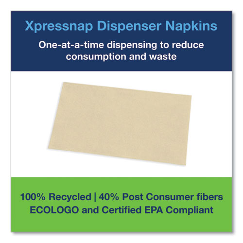 Picture of Xpressnap Interfold Dispenser Napkins, 2-Ply, Bag-Pack, 13 x 8.5, Natural, 500/Pack, 12 Packs/Carton
