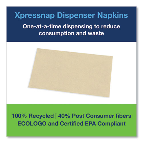 Picture of Xpressnap Interfold Dispenser Napkins, 1-Ply, Bag-Pack, 13 x 8.5, Natural, 500/Pack, 12 Packs/Carton