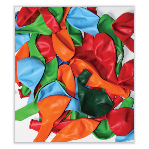 Picture of Balloons, 12", Helium Quality Latex, Assorted Colors, 100/Pack, 20 Packs/Carton