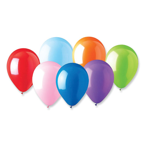 Picture of Balloons, 12", Helium Quality Latex, Assorted Colors, 100/Pack, 20 Packs/Carton