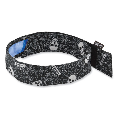 Picture of Chill-Its 6705CT Cooling PVA Hook and Loop Bandana Headband, One Size Fits Most, Skulls